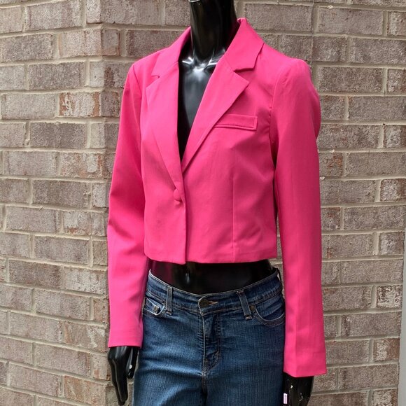 Avec Les Filles Notched Lapel Cropped Brazer Sz S NWOT - Picture 2 of 16